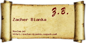Zacher Bianka névjegykártya